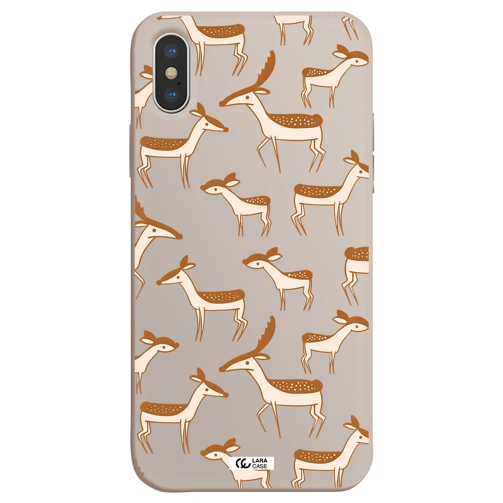a pattern of deer and fawns Apple iPhone X Silicone Stone Case
