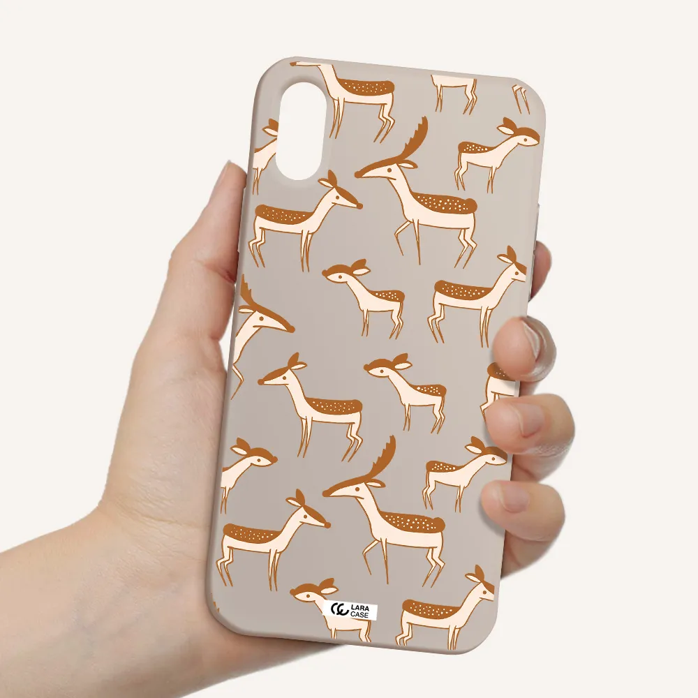 a pattern of deer and fawns Apple iPhone X Silicone Stone Case