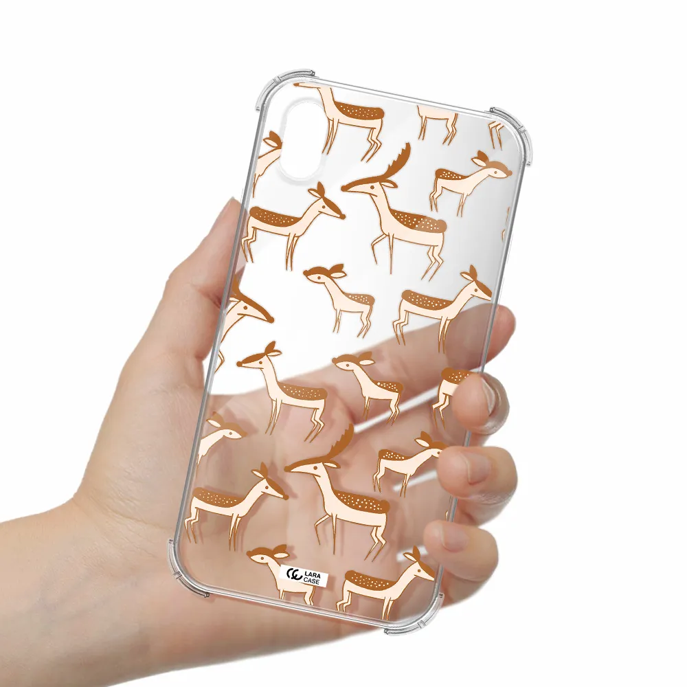 a pattern of deer and fawns Apple iPhone XR Clear PC Case