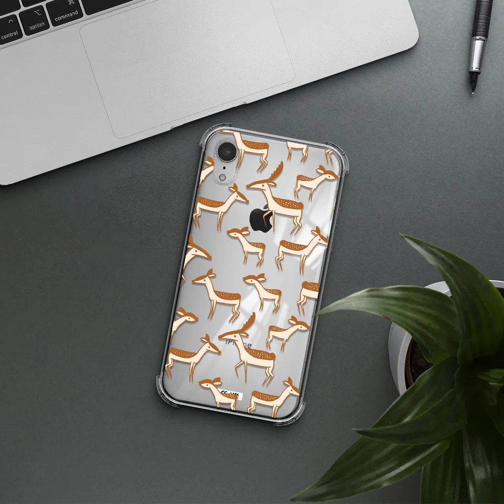 a pattern of deer and fawns Apple iPhone XR Clear PC Case