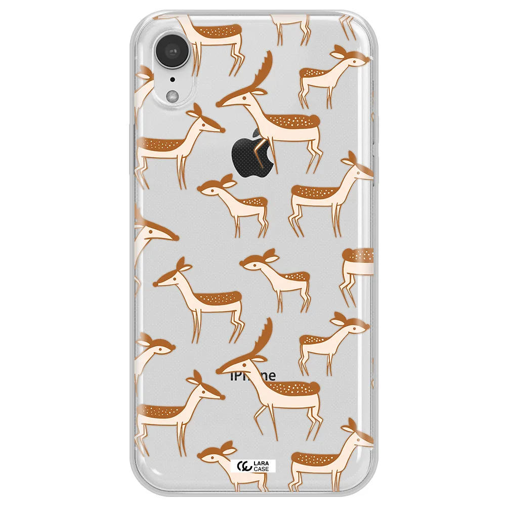a pattern of deer and fawns Apple iPhone XR Clear TPU Case