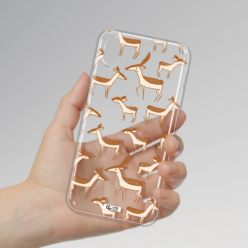 a pattern of deer and fawns Apple iPhone XR Clear TPU Case