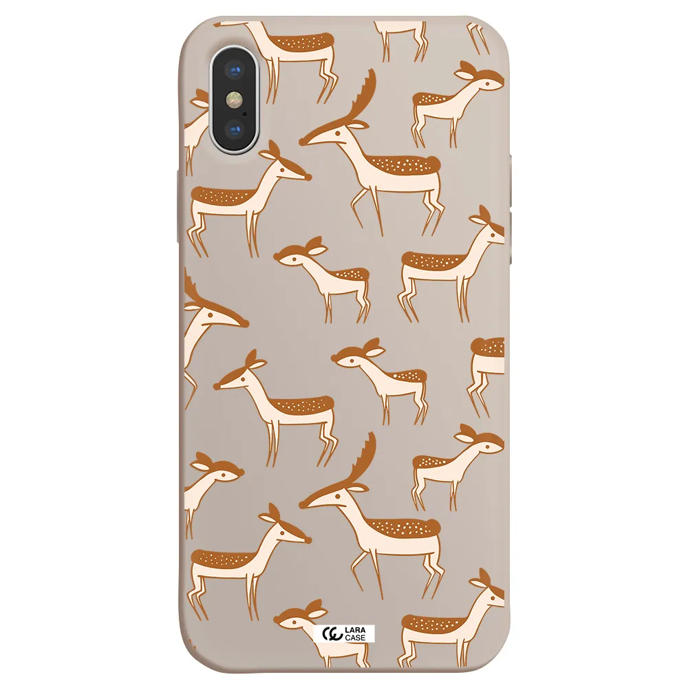 a pattern of deer and fawns Apple iPhone XS Silicone Stone Case