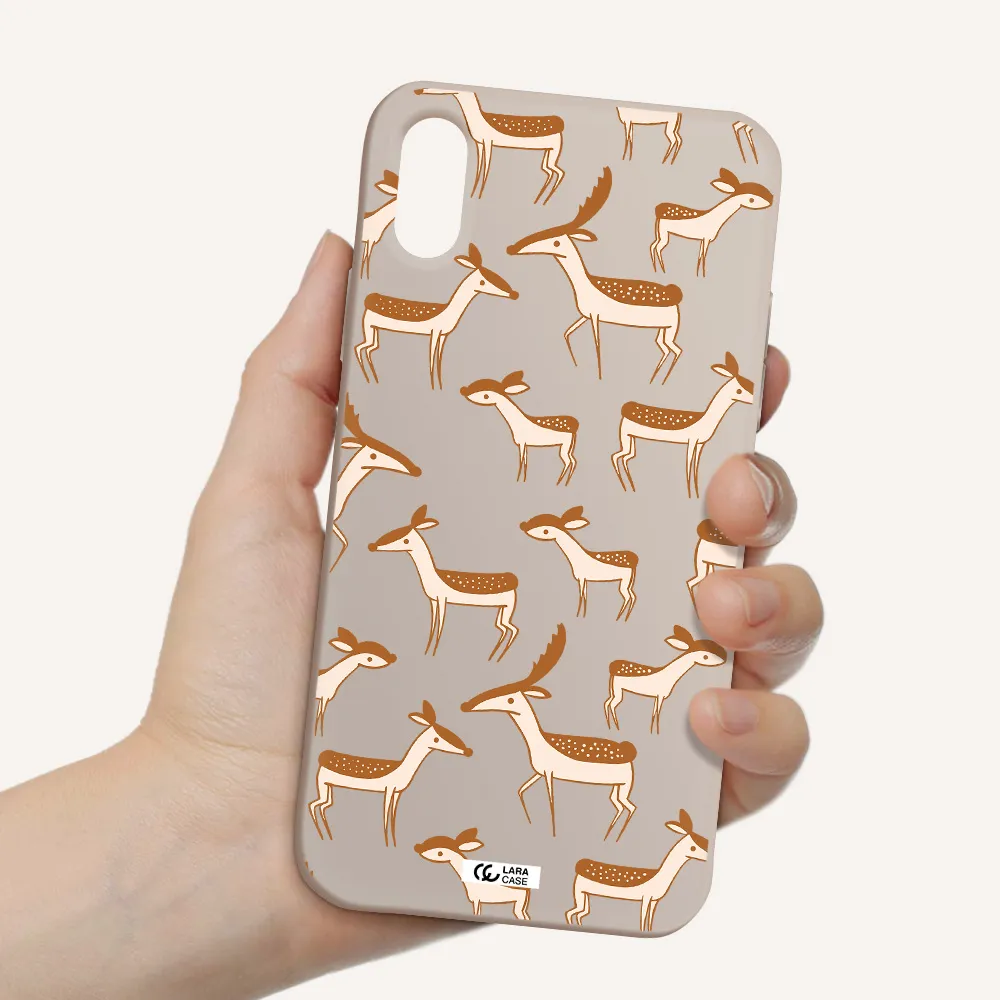 a pattern of deer and fawns Apple iPhone XS Silicone Stone Case