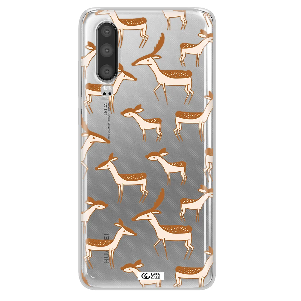 a pattern of deer and fawns Huawei P30 Clear TPU Case