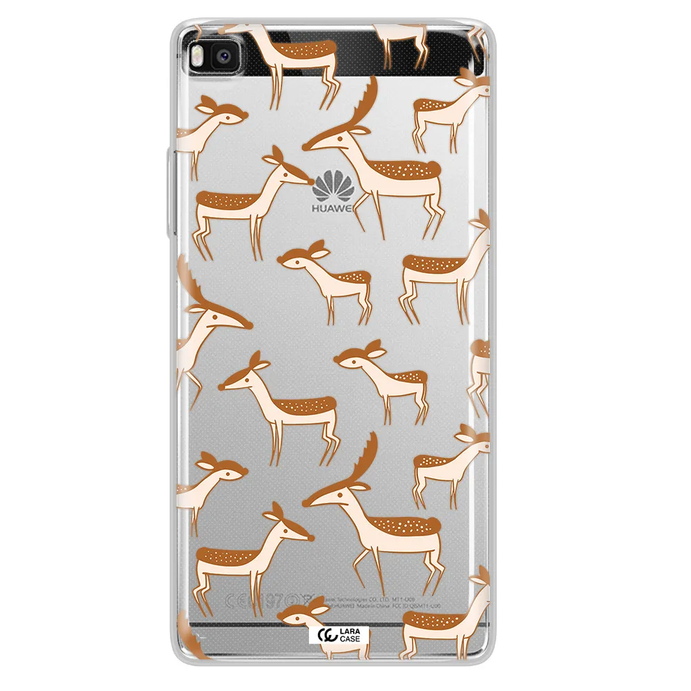 a pattern of deer and fawns Huawei P8 Clear TPU Case