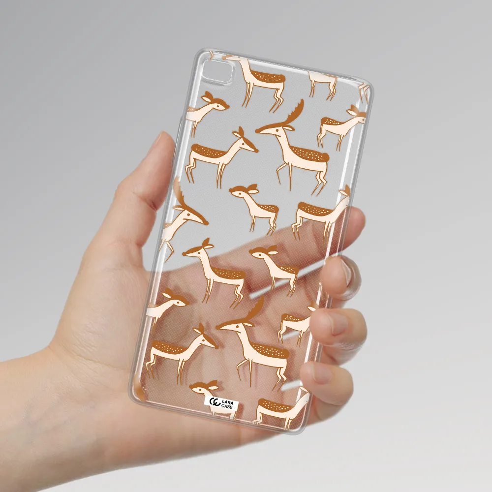 a pattern of deer and fawns Huawei P8 Clear TPU Case