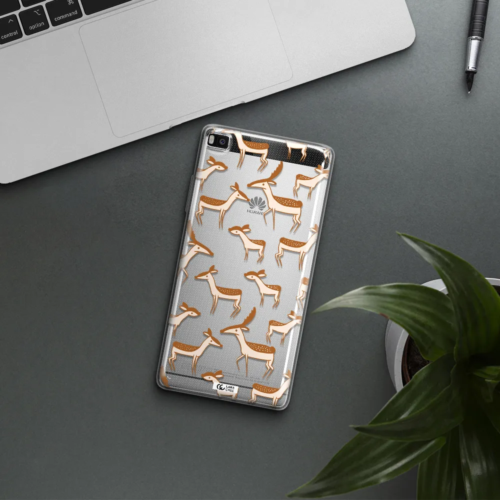 a pattern of deer and fawns Huawei P8 Clear TPU Case