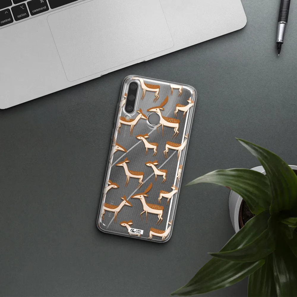 a pattern of deer and fawns Huawei Y6P Clear TPU Case