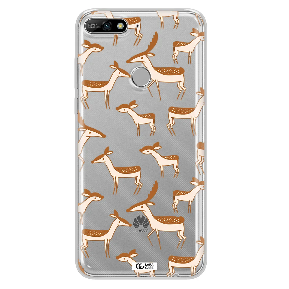 a pattern of deer and fawns Huawei Y7 2018 Clear TPU Case