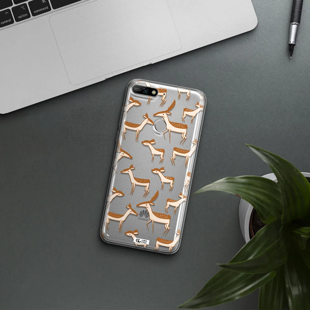 a pattern of deer and fawns Huawei Y7 2018 Clear TPU Case