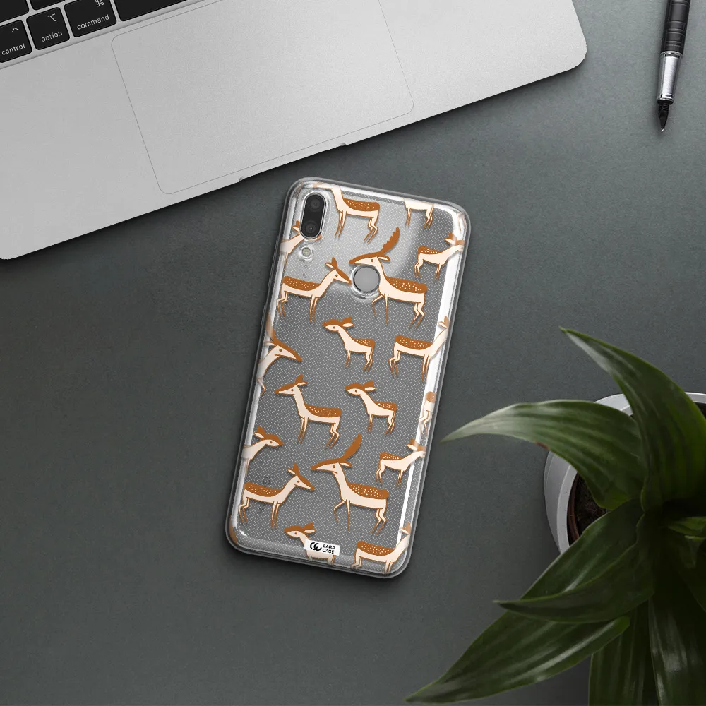 a pattern of deer and fawns Huawei Y7 2019 Clear TPU Case