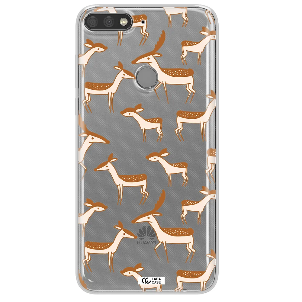 a pattern of deer and fawns Huawei Y7 Prime 2018 Clear TPU Case