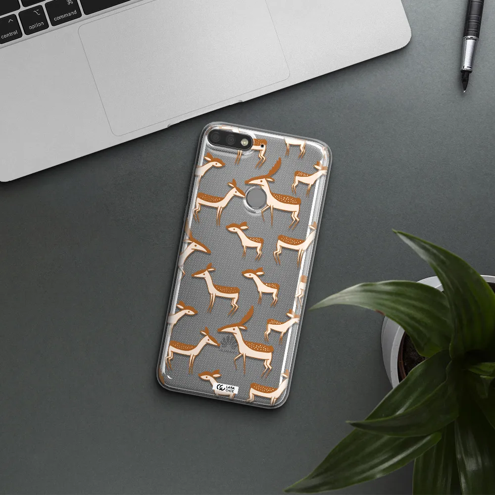 a pattern of deer and fawns Huawei Y7 Prime 2018 Clear TPU Case