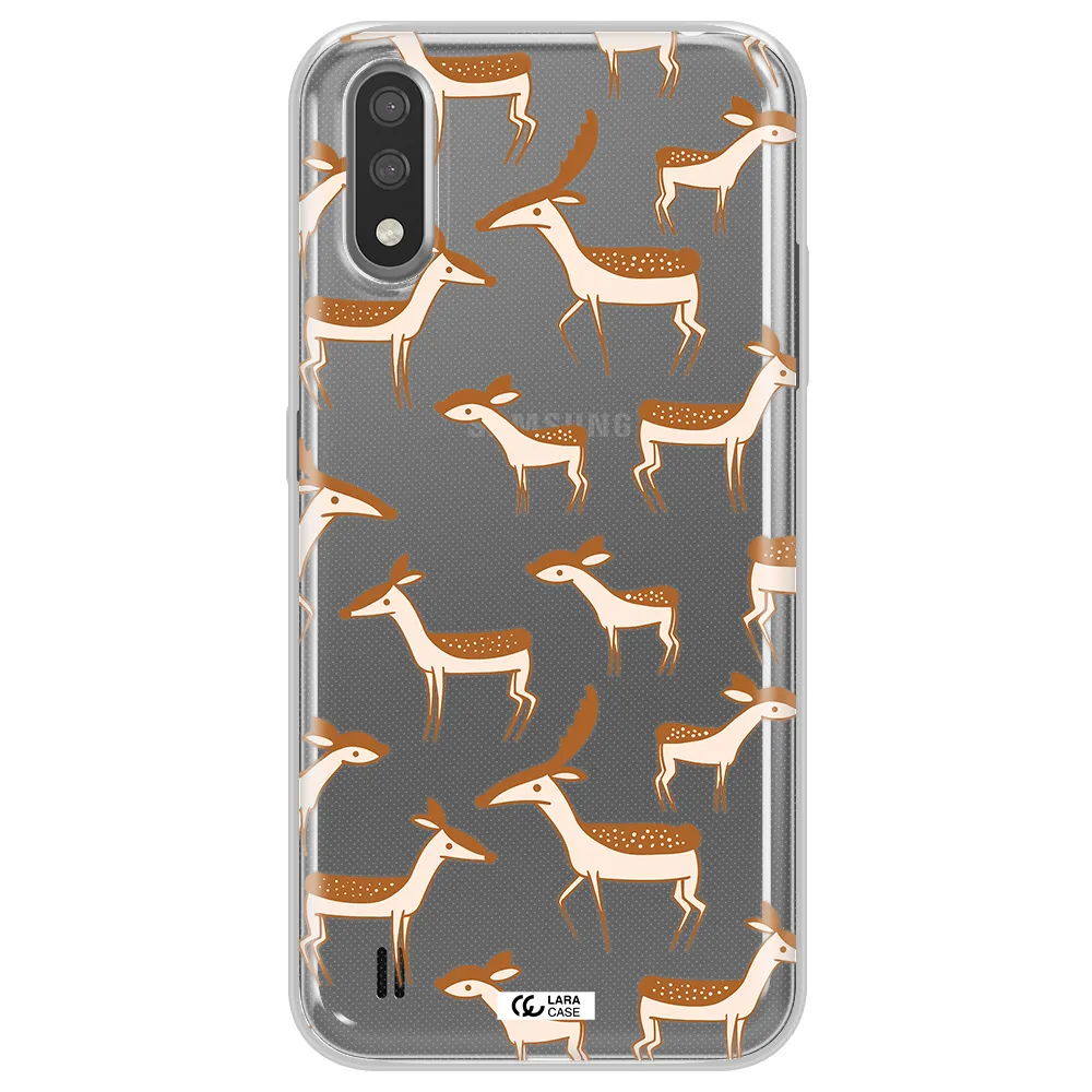 a pattern of deer and fawns Samsung A01 Clear TPU Case
