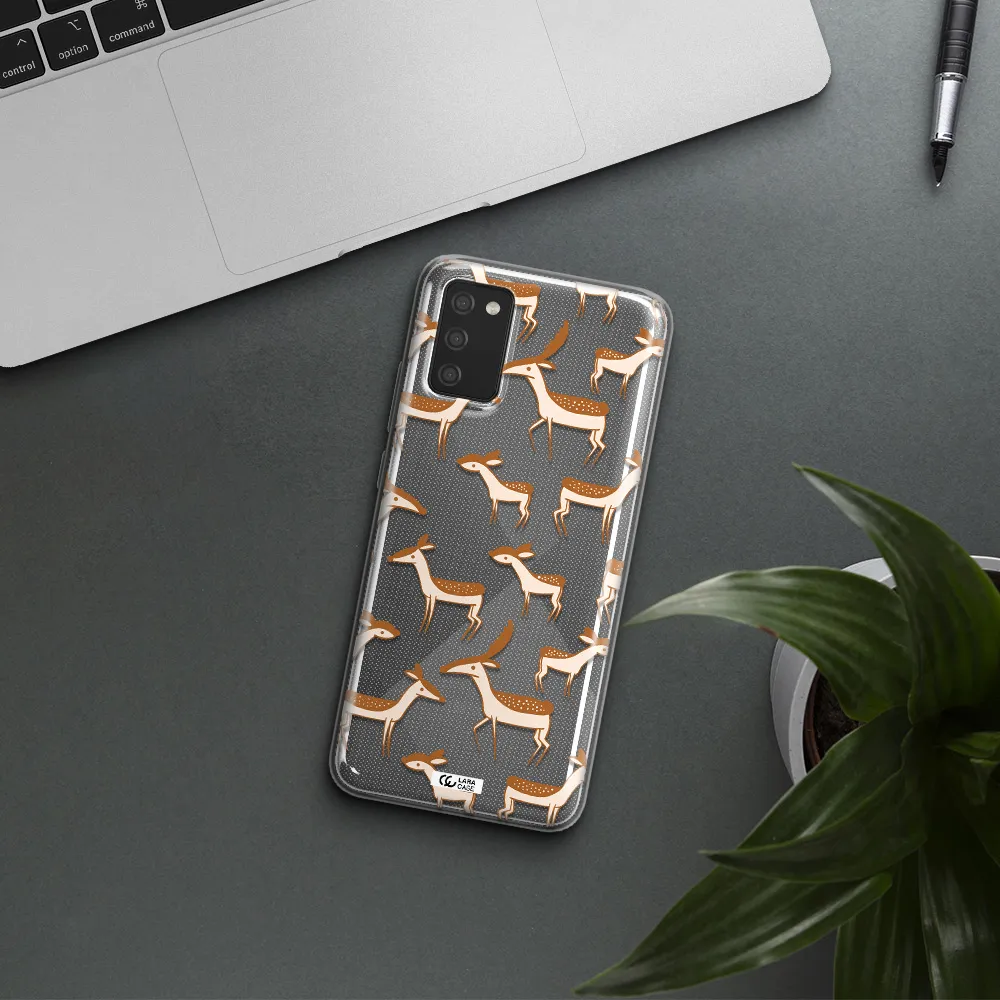 a pattern of deer and fawns Samsung A02S Clear TPU Case