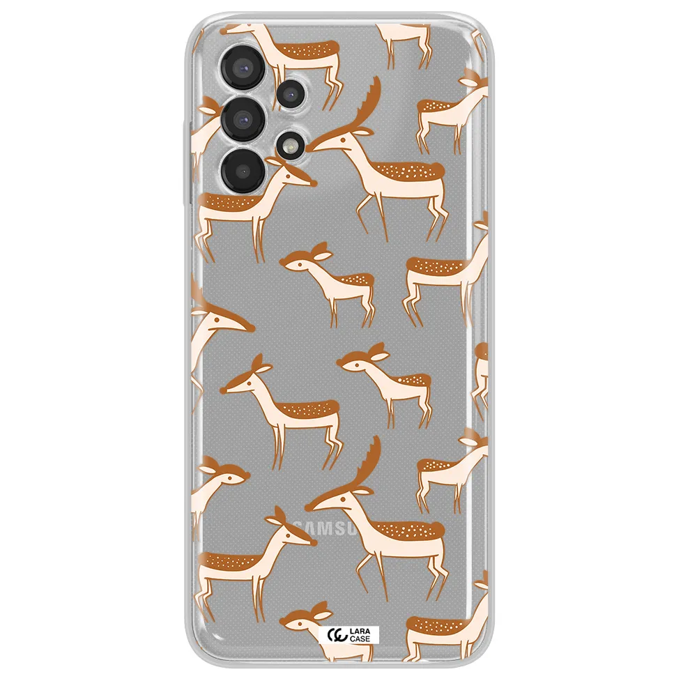 a pattern of deer and fawns Samsung A13 Clear TPU Case