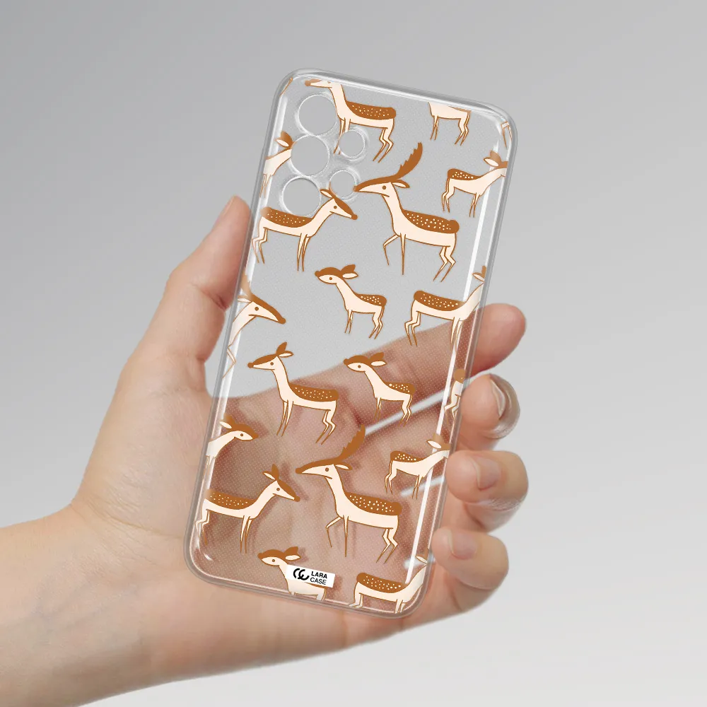 a pattern of deer and fawns Samsung A13 Clear TPU Case