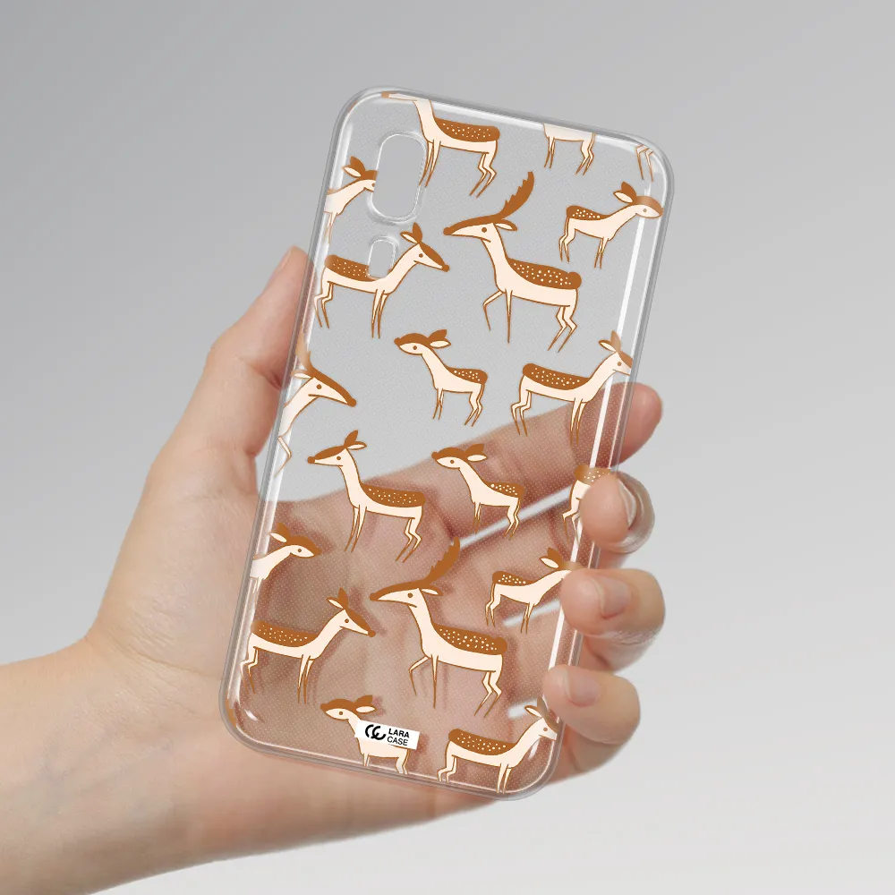a pattern of deer and fawns Samsung A2 Core Clear TPU Case