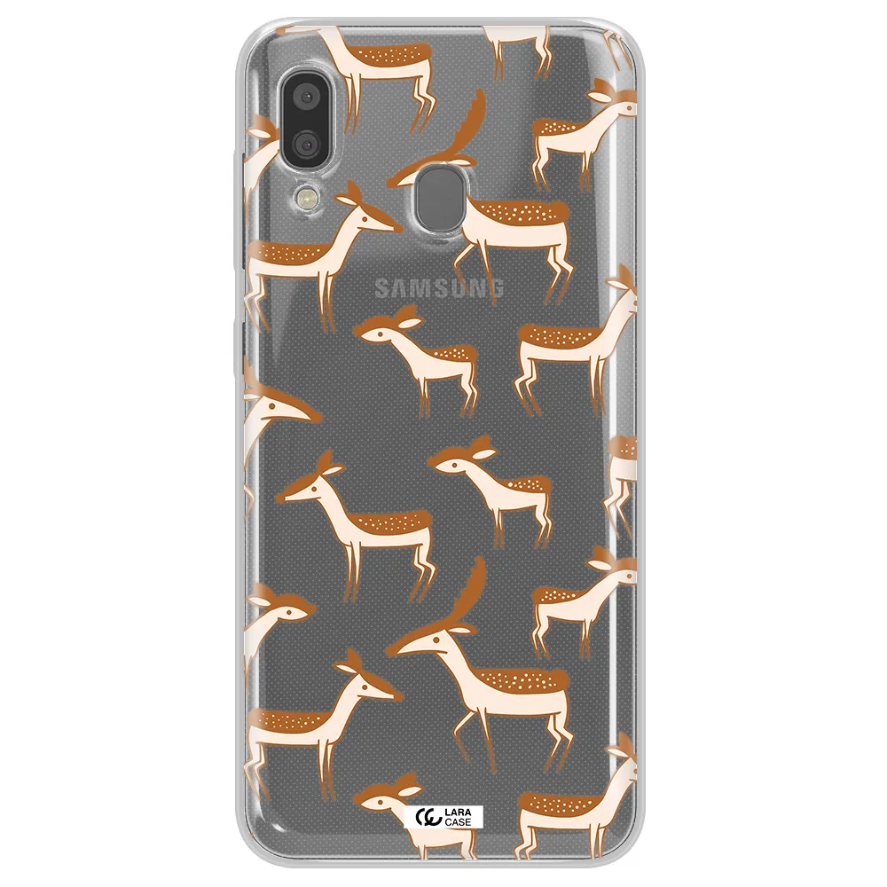 a pattern of deer and fawns Samsung A20 Clear TPU Case