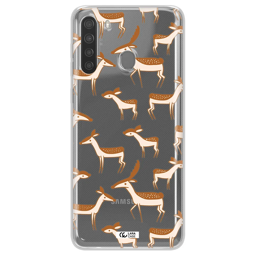 a pattern of deer and fawns Samsung A21 Clear TPU Case