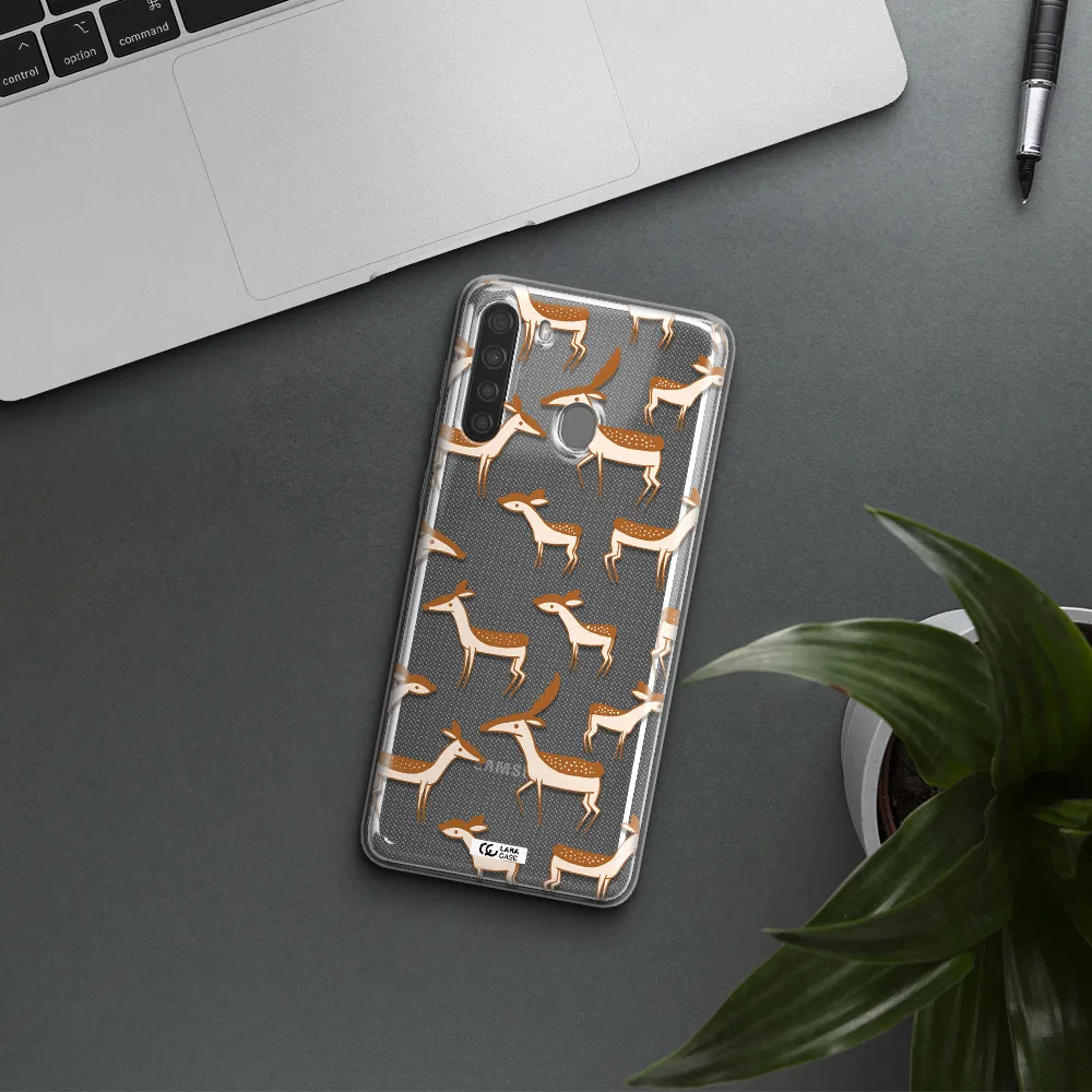 a pattern of deer and fawns Samsung A21 Clear TPU Case