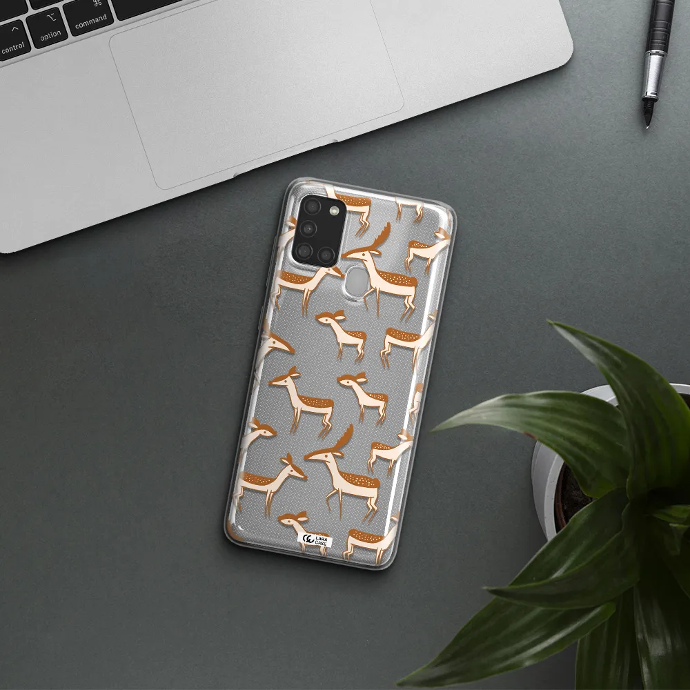 a pattern of deer and fawns Samsung A21S Clear TPU Case