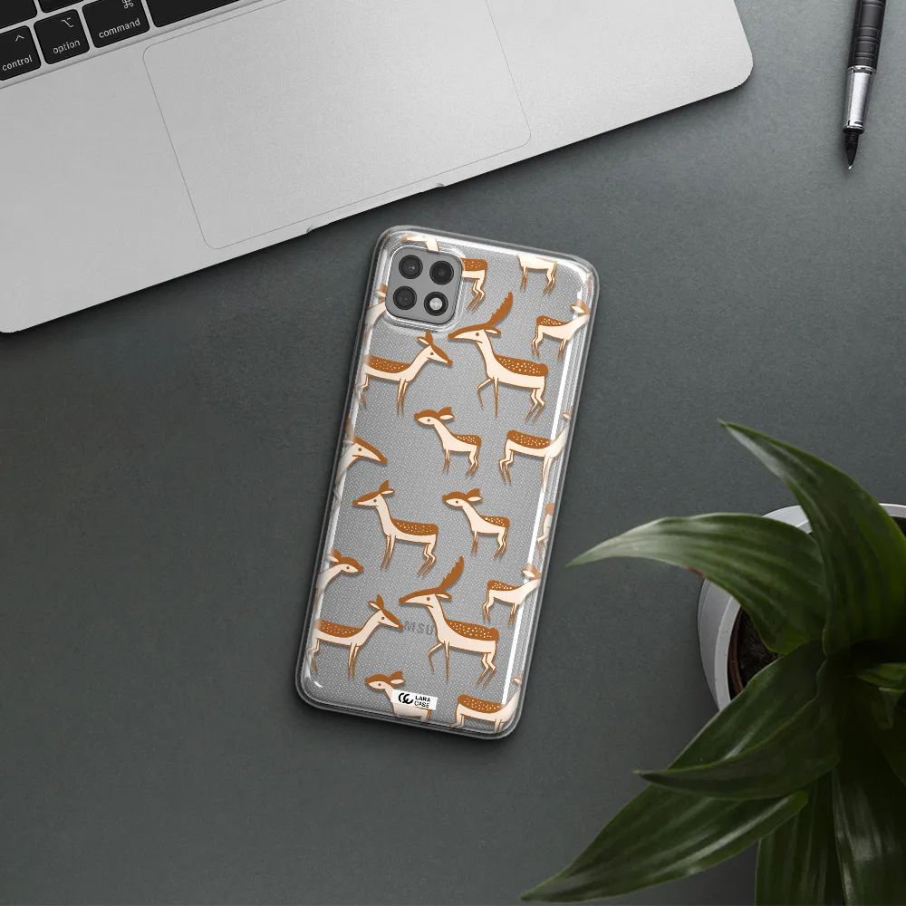 a pattern of deer and fawns Samsung A22 5g Clear TPU Case