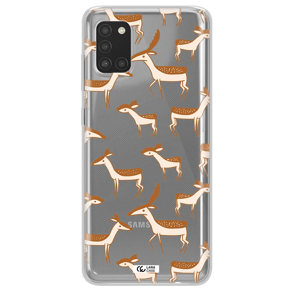 a pattern of deer and fawns Samsung A31 Clear TPU Case