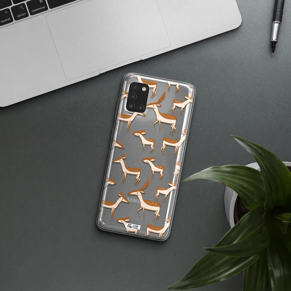 a pattern of deer and fawns Samsung A31 Clear TPU Case