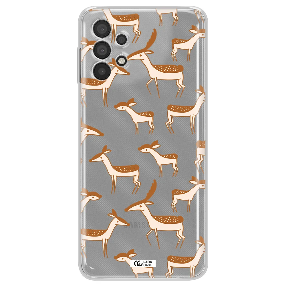a pattern of deer and fawns Samsung A32 Clear TPU Case