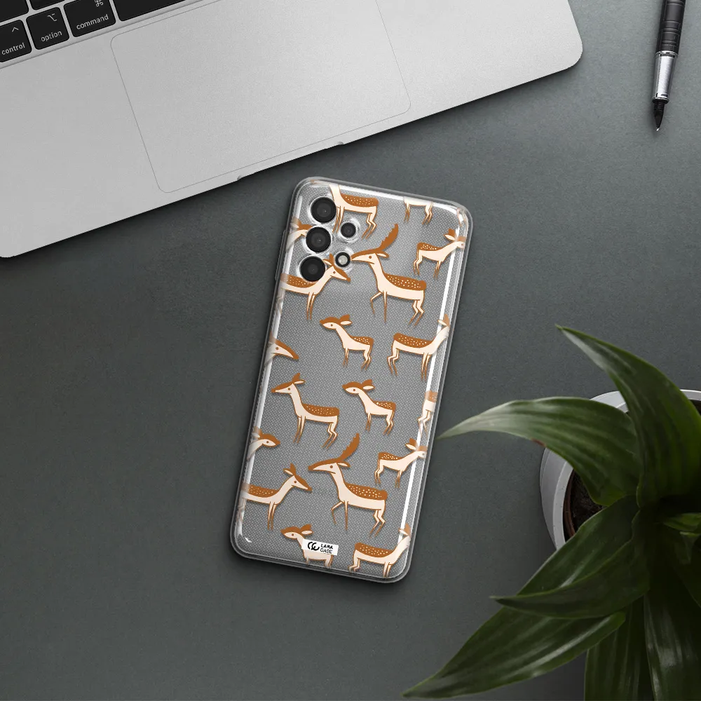 a pattern of deer and fawns Samsung A32 Clear TPU Case
