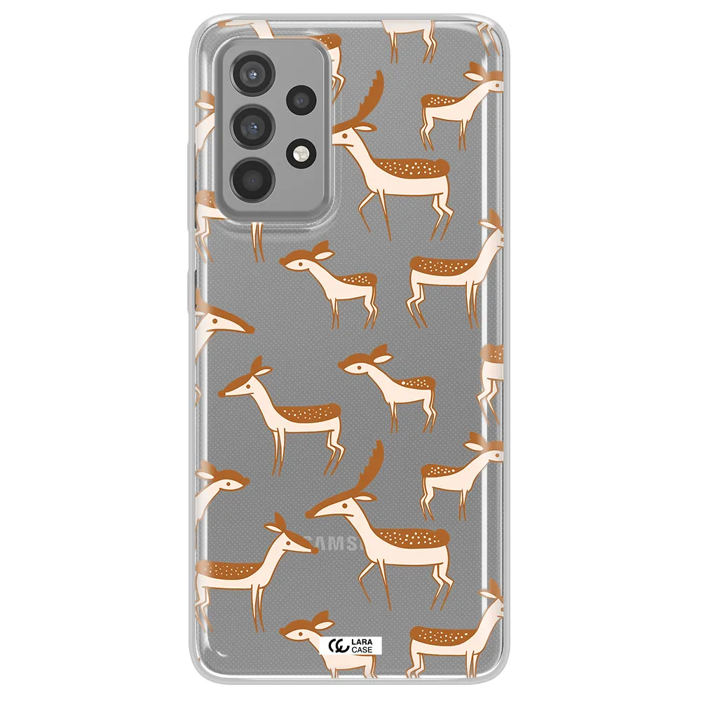 a pattern of deer and fawns Samsung A52 Clear TPU Case
