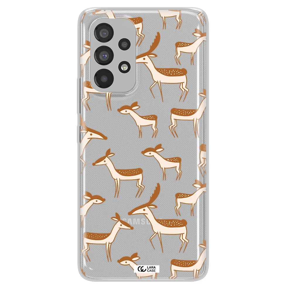 a pattern of deer and fawns Samsung A53 Clear TPU Case