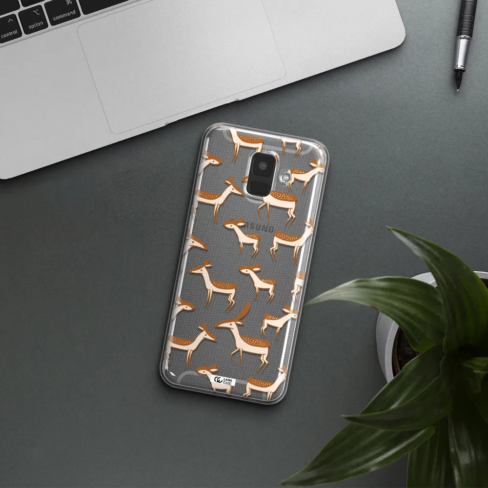 a pattern of deer and fawns Samsung A6 Clear TPU Case