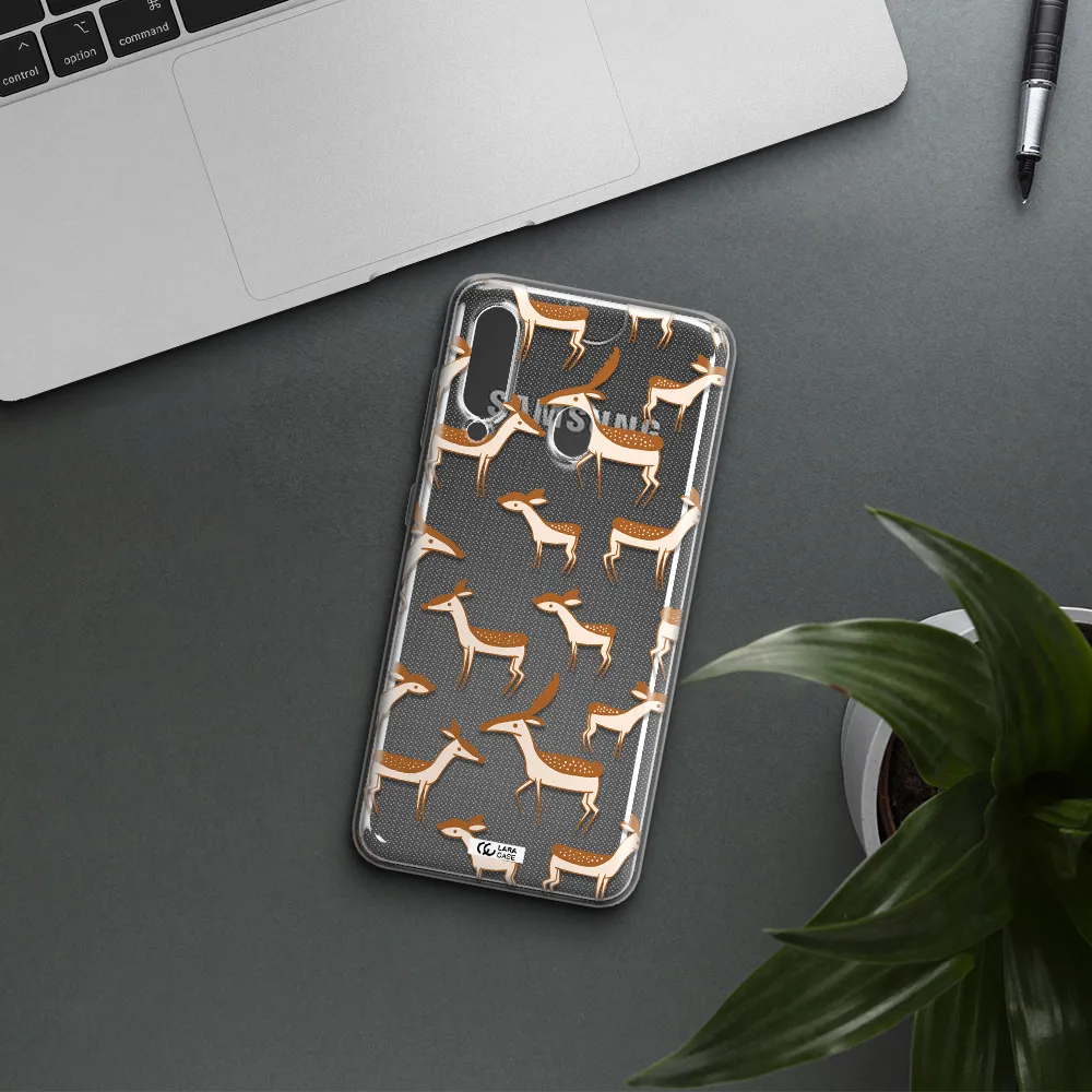 a pattern of deer and fawns Samsung A60 Clear TPU Case
