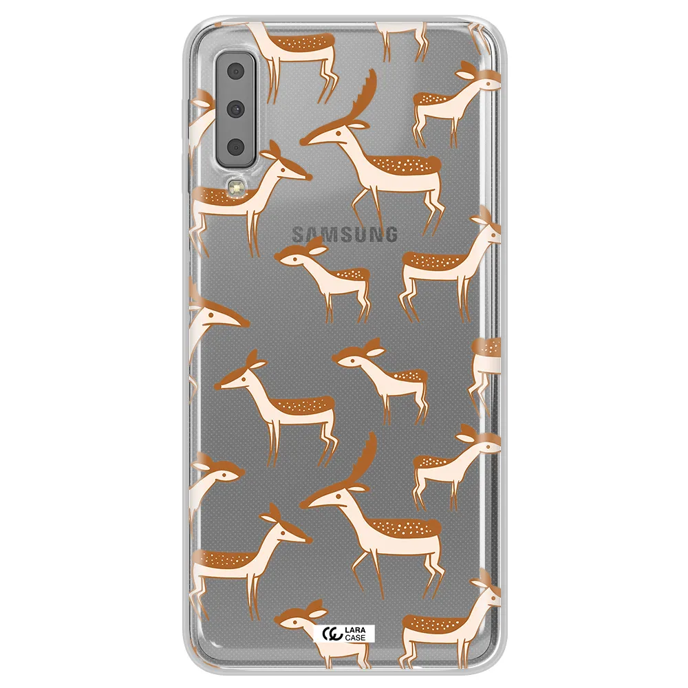 a pattern of deer and fawns Samsung A7 2018 Clear TPU Case