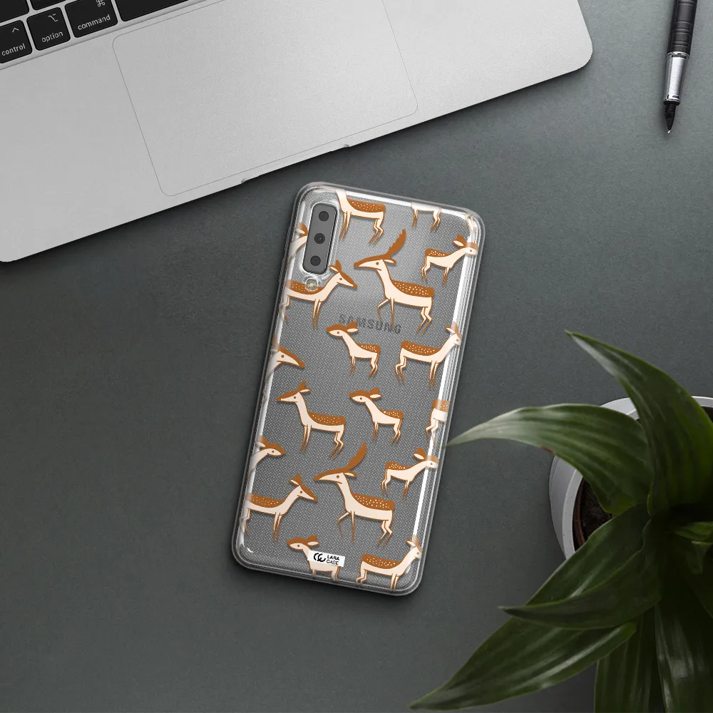 a pattern of deer and fawns Samsung A7 2018 Clear TPU Case