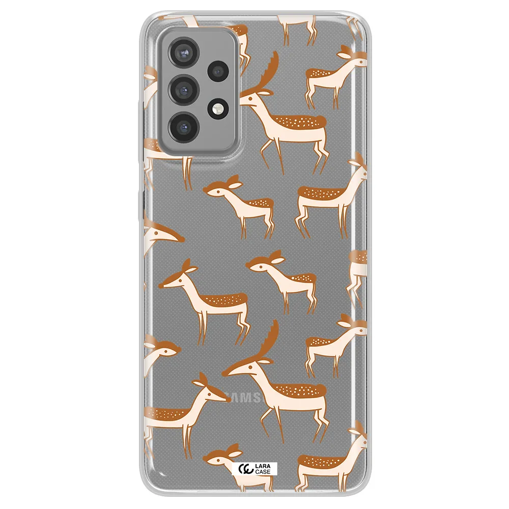 a pattern of deer and fawns Samsung A72 Clear TPU Case