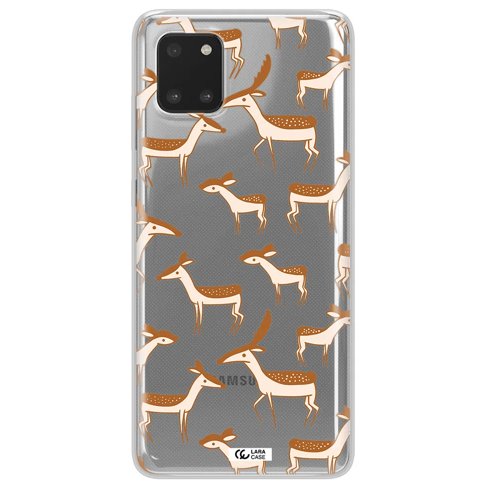 a pattern of deer and fawns Samsung A81 Clear TPU Case