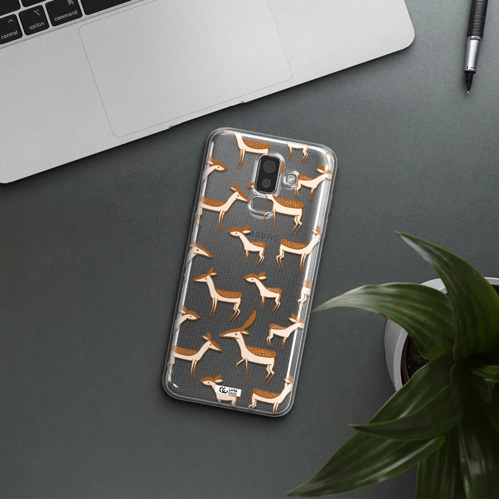 a pattern of deer and fawns Samsung J8 Clear TPU Case