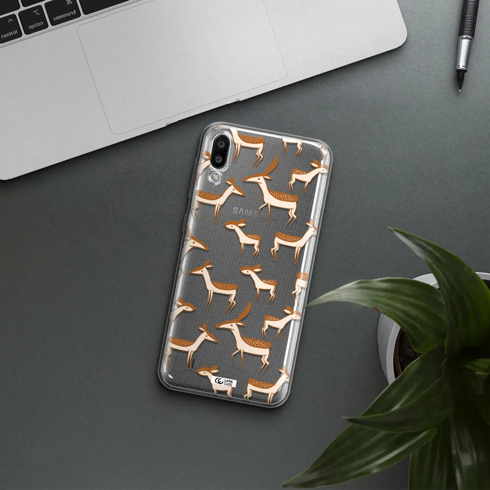 a pattern of deer and fawns Samsung M10 Clear TPU Case