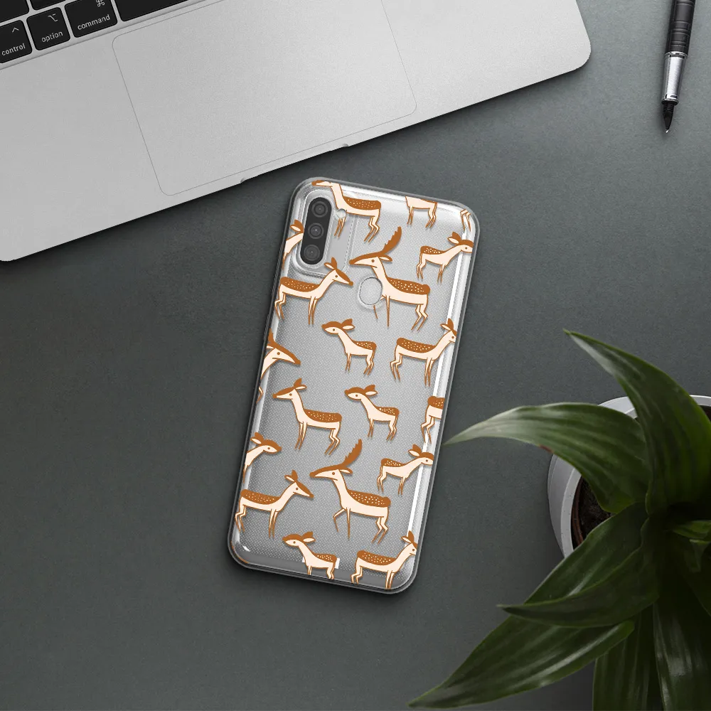 a pattern of deer and fawns Samsung M11 Clear TPU Case