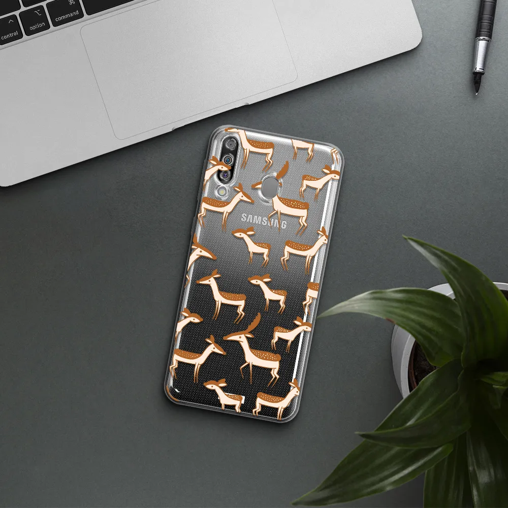 a pattern of deer and fawns Samsung M30 Clear TPU Case