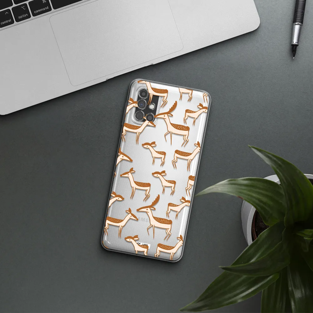 a pattern of deer and fawns Samsung M51 Clear TPU Case