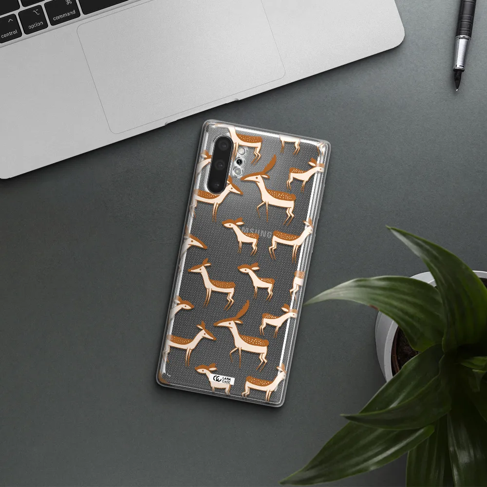 a pattern of deer and fawns Samsung Note 10 Plus Clear TPU Case