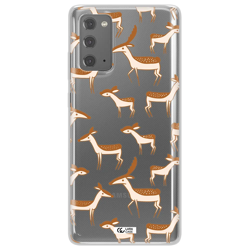 a pattern of deer and fawns Samsung Note 20 Clear TPU Case