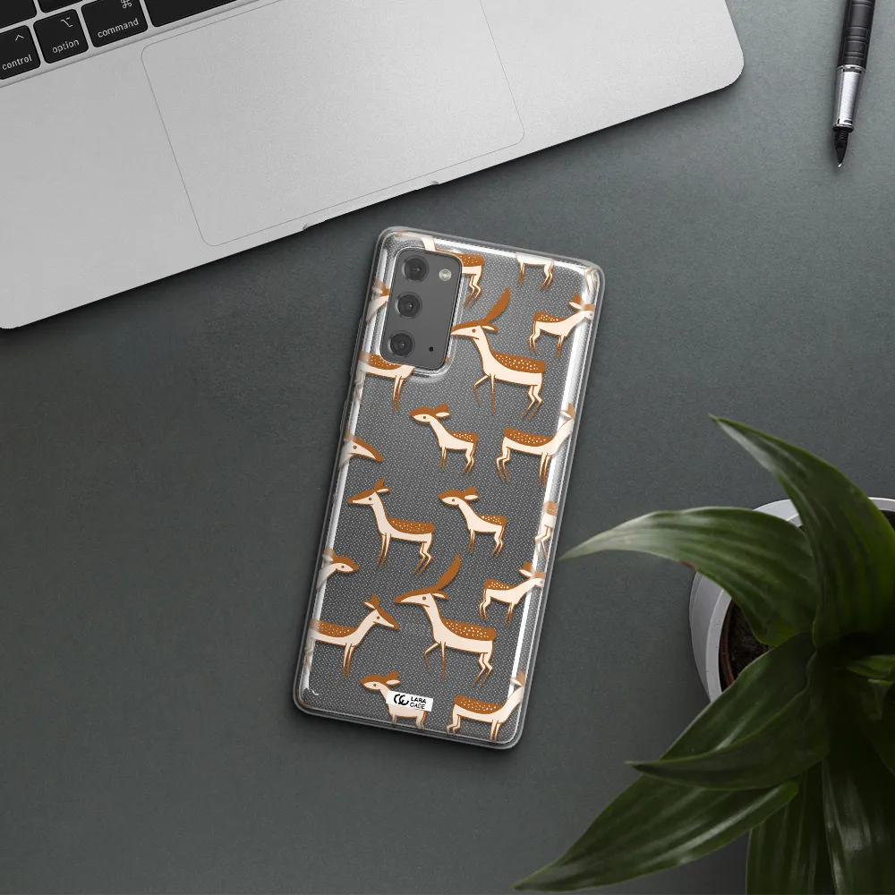 a pattern of deer and fawns Samsung Note 20 Clear TPU Case