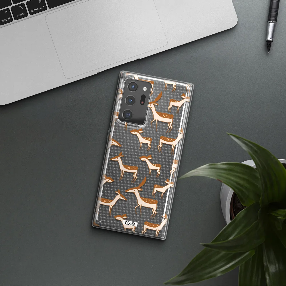 a pattern of deer and fawns Samsung Note 20 Ultra Clear TPU Case
