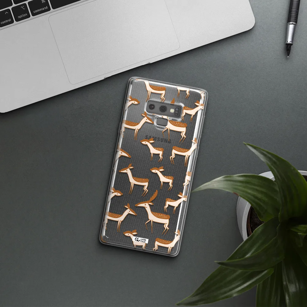 a pattern of deer and fawns Samsung Note 9 Clear TPU Case